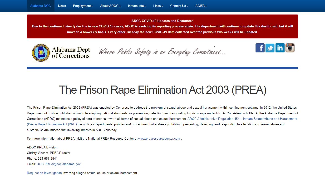 - Alabama Dept of Corrections
